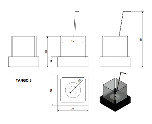 Биокамин Kratki TANGO 3 белый TUV