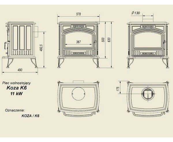 Печь Kratki Koza K6 термостат
