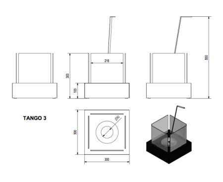 Биокамин Kratki TANGO 3 белый TUV