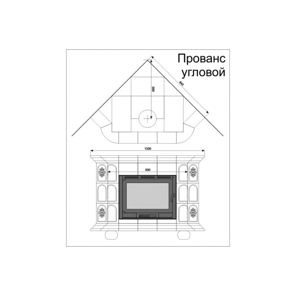 Печь камин КимрПечь Прованс Угловой Шоколад с топкой Ладья 600 Печь камин КимрПечь Прованс Угловой Шоколад с топкой Ладья 600