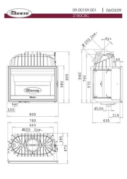 Топка Dovre 2180CBC/B Топка Dovre 2180CBC/B