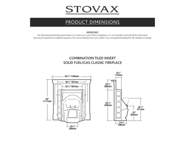Топка STOVAX Combination Tiled Insert Топка STOVAX Combination Tiled Insert