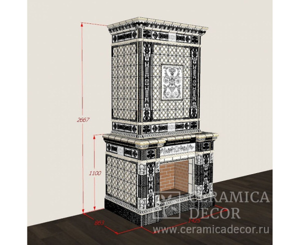 Камин Ceramica Альбион с росписью золотом Камин Ceramica Альбион с росписью золотом