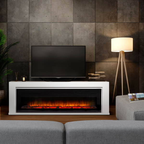 Камин Simple Long белый с очагом Electrolux Infinity EFP/P-1600ULS Камин Simple Long белый с очагом Electrolux Infinity EFP/P-1600ULS