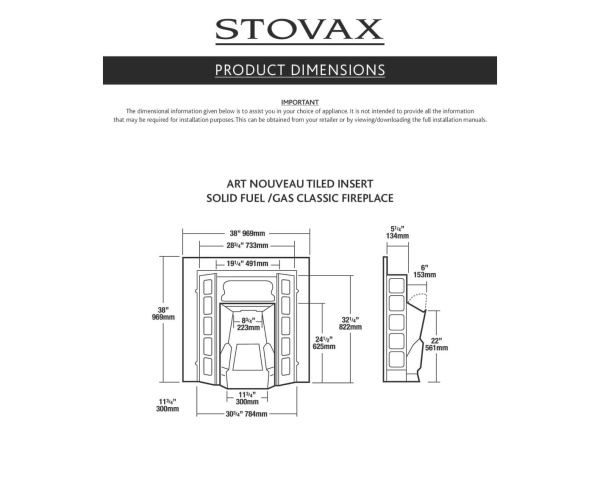 Топка STOVAX Art Nouveau Tiled Insert Топка STOVAX Art Nouveau Tiled Insert