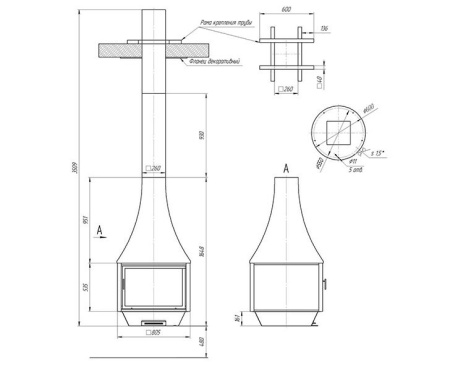 Камин Fireplace 11 подвесной