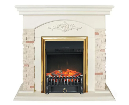 Камин RealFlame NEAPOLIS WT с Fobos Lux Brass