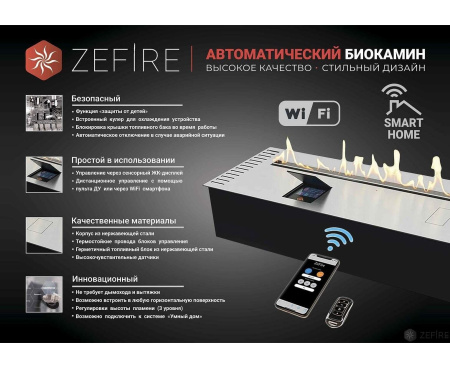 Биокамин автоматический ZeFire Automatic 600 с ДУ